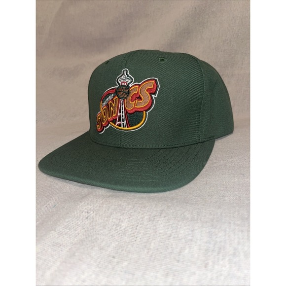 MENS MITCHELL & NESS NBA CONFERENCE PATCH SNAPBACK HWC SUPERSONICS - GREEN - Picture 9 of 10